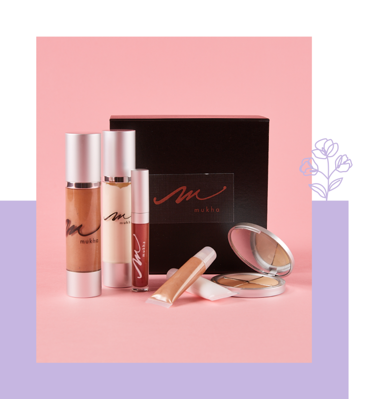 Collection of makeup products