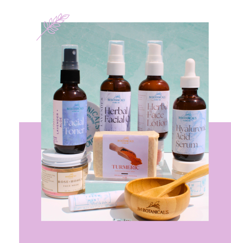 Assortment of lavendar body and face products