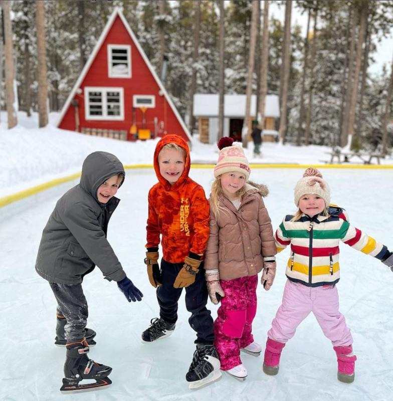 Kids ice skating on Casper Mountain