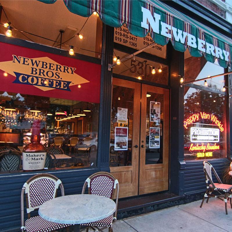 Outside shot of Newberry Bros. Coffee and Old Prohibition Bourbon Bar