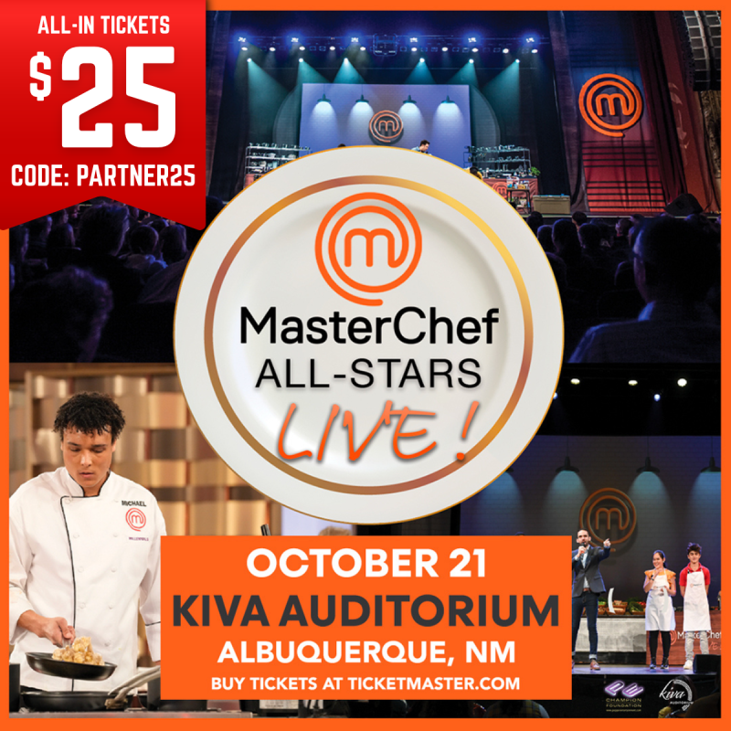 A graphic advertising the MasterChef Live show deal.