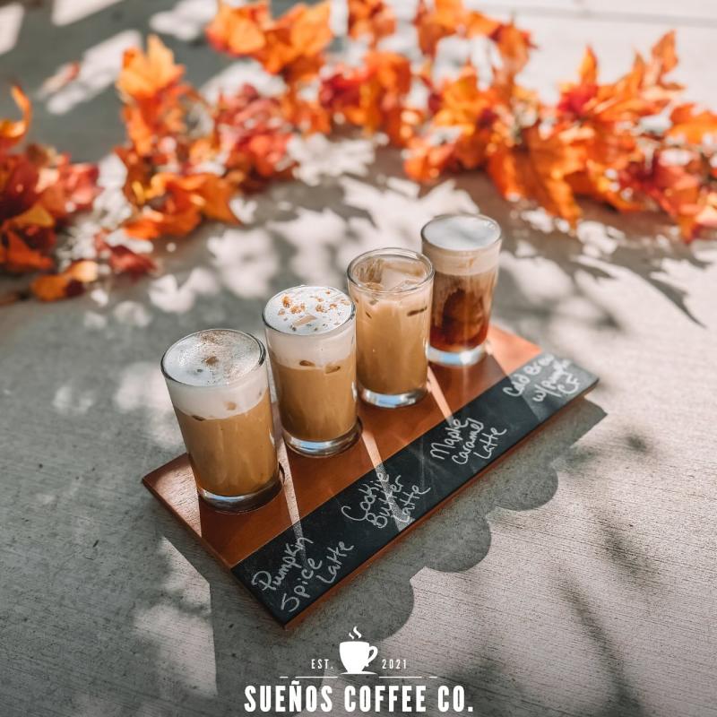 The fall coffee flight from Sueños Coffee Co.