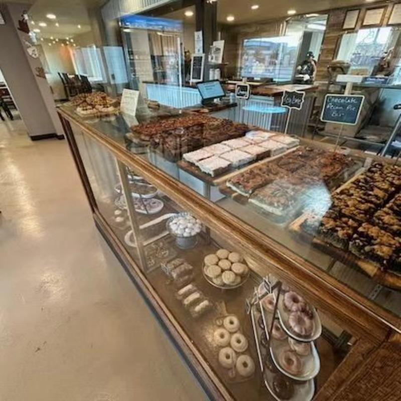 A case of baked goods at The Bakehouse Off the Wheaten Path
