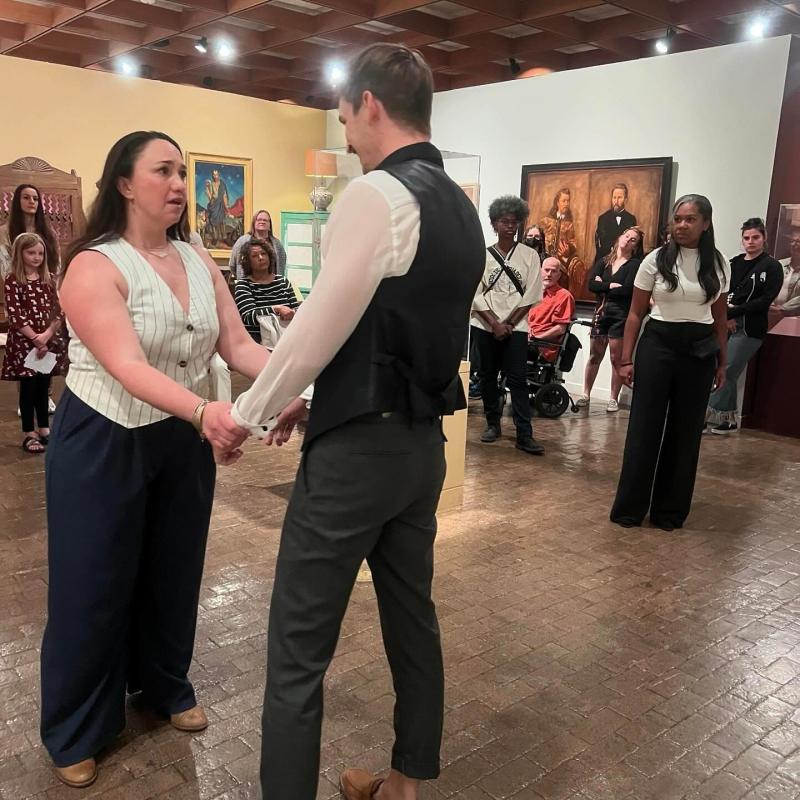 Two performers perform during Bard Crawl at the Albuquerque Museum.