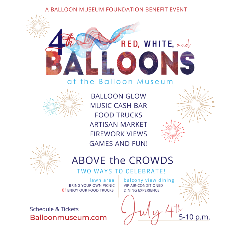 Graphic promoting the Red, White and Balloons event.