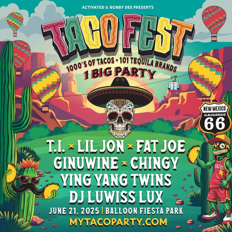 A graphic promoting Taco Fest 2025 and the lineup.