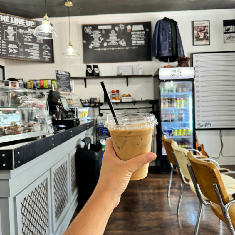 Photo of coffee inside Mugshots coffee shop.