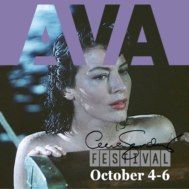 Ava Gardner Festival graphic of Ava in the water while filming Pandora.