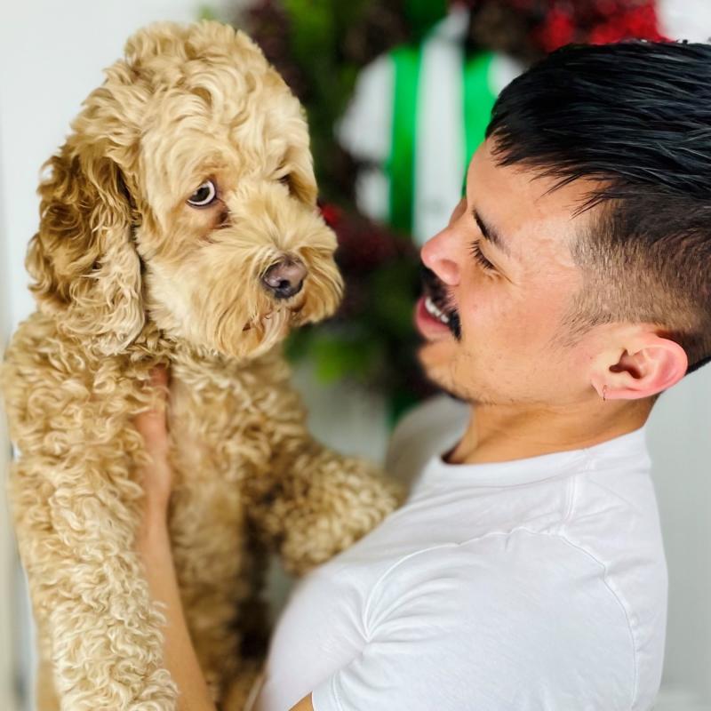 Allen Lee with his dog, Charlie