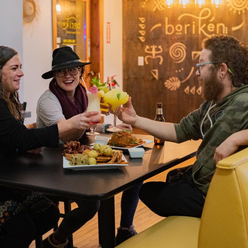 Three People Dining at Boriken