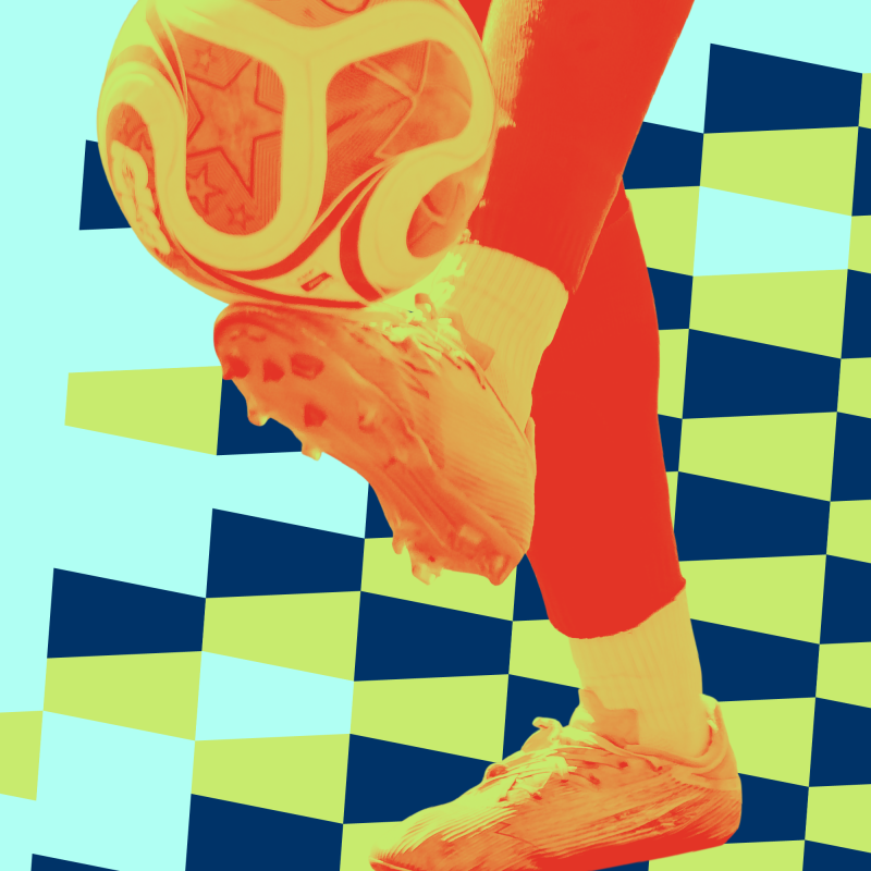 Kicking a soccer ball colorful