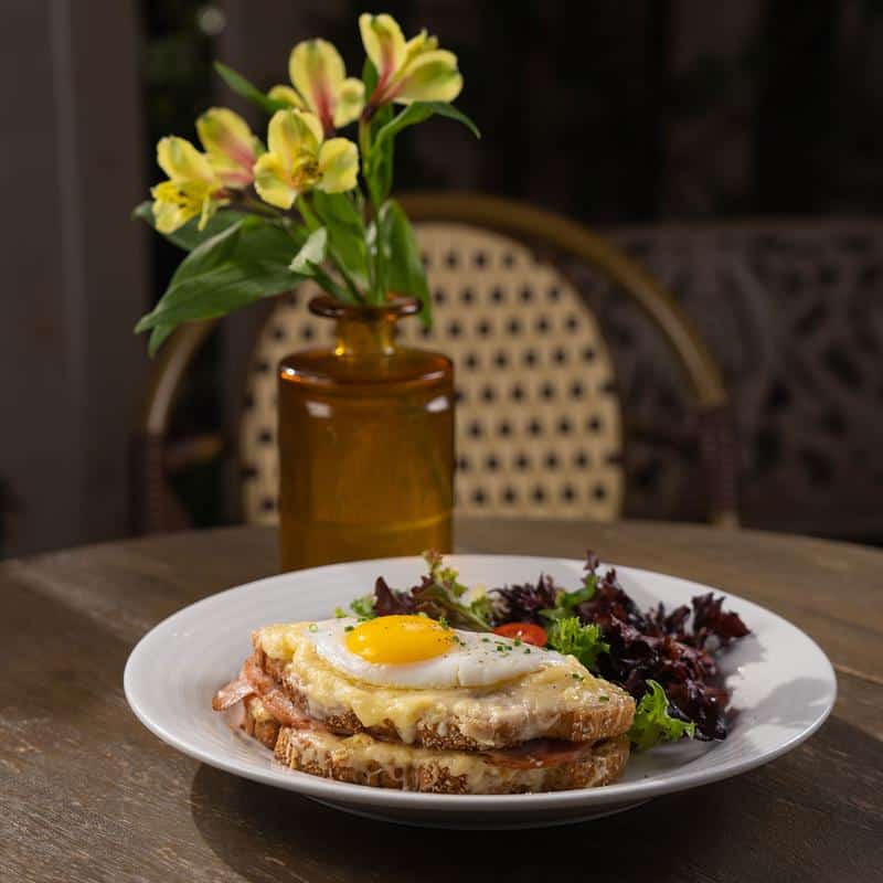 Farm restaurant Croque Madame breakfast