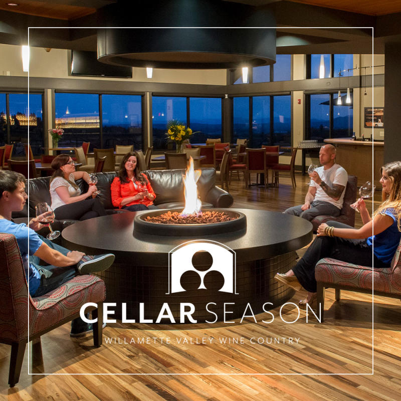 Find your fireplace! Cozy Willamette Valley tasting rooms.