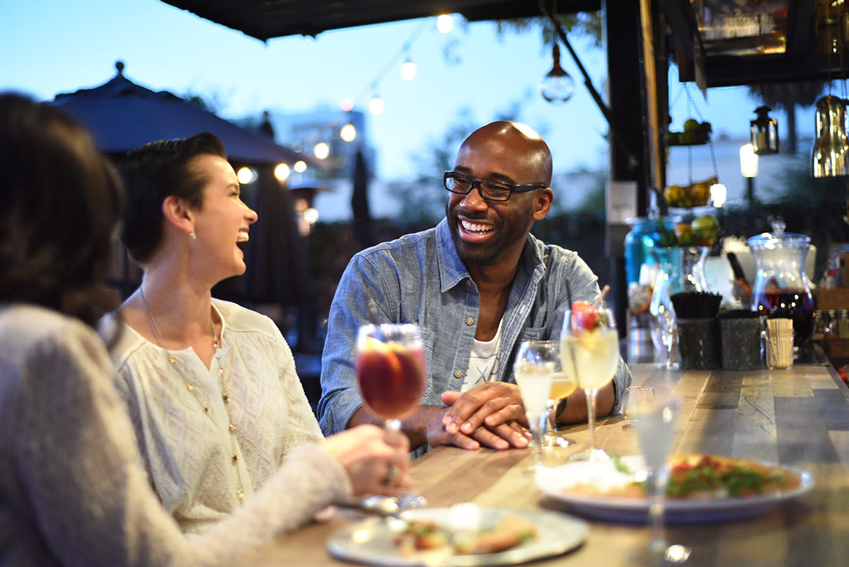 People having fun outdoor patio