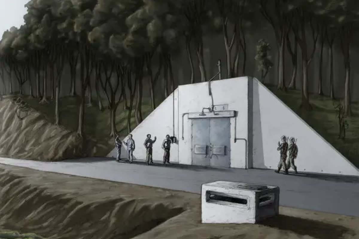 An artist’s rendering of an entrance to Clarksville Base when the facility was active.