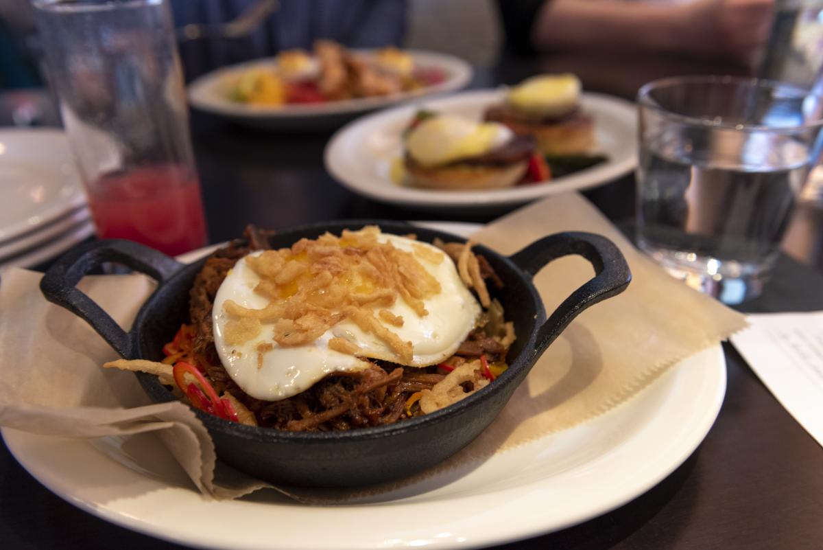 Smoked Pork Hash Brunch item at Conner's Kitchen + Bar in Fort Wayne, Indiana