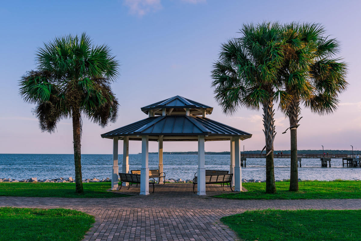 Gazebo overlooking the ocean at Neptune Park in Golden Isles, GA