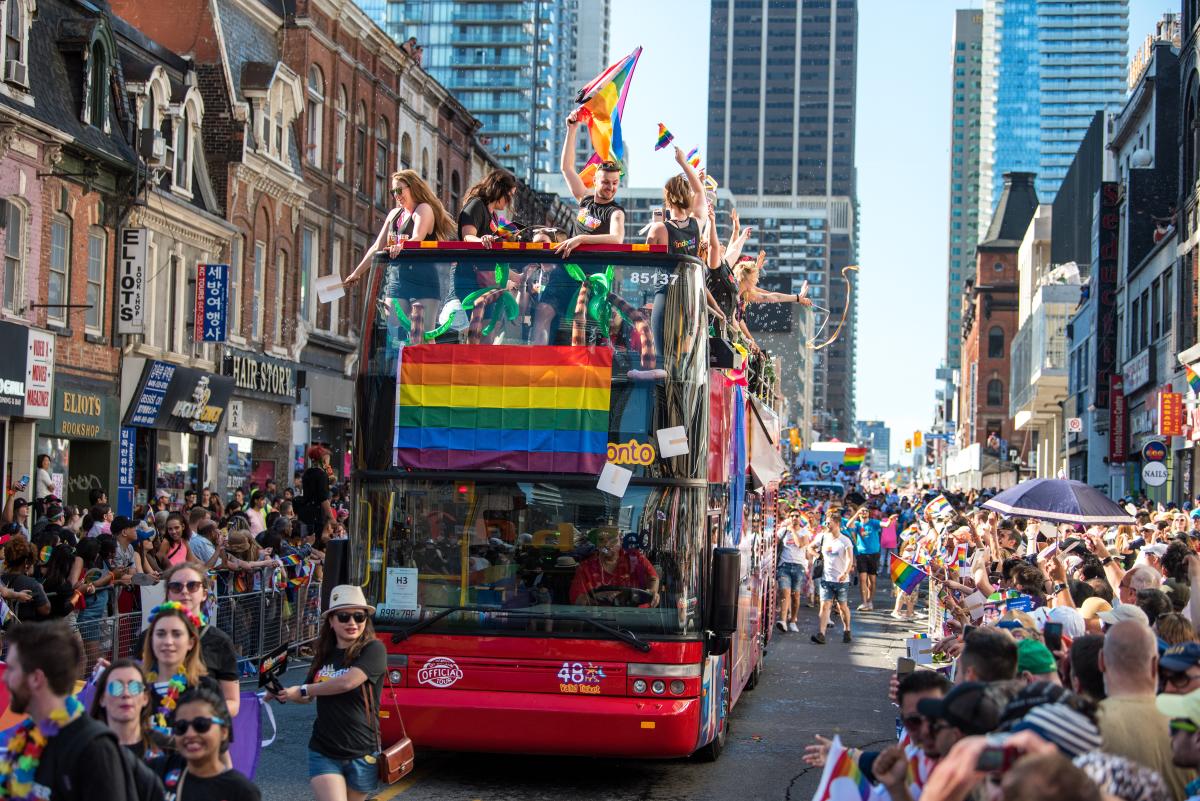 Pride Parade Crowd Double-decker bus - Daytime Summer Events Festivals Image