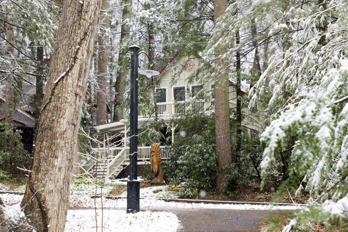 Mt gretna houses and streets covered with snow