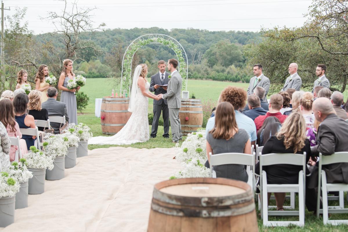 white couple getting married at Effingham Winery Wedding