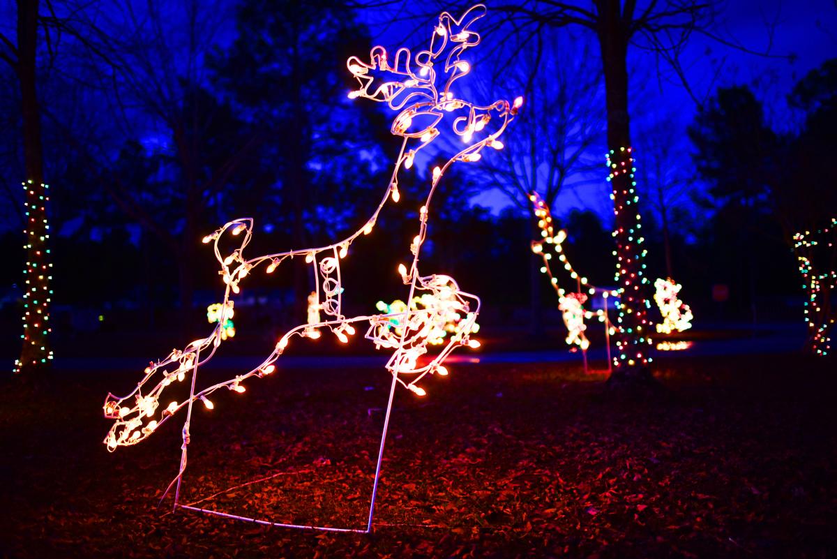 Lighted displays at The Holiday of Lights in Mandeville
