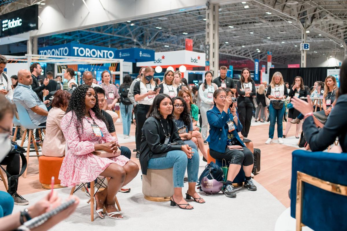 Women sitting down during Collision Women in Tech talk