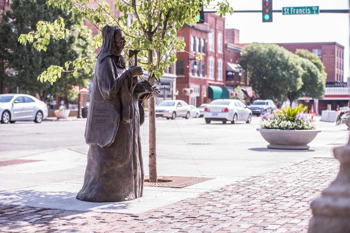 The Carrie Nation statue sits outside of the Workroom
