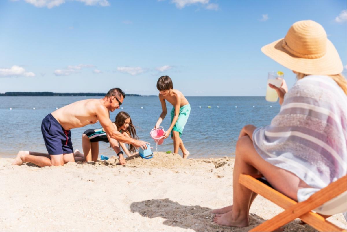 Family on beach