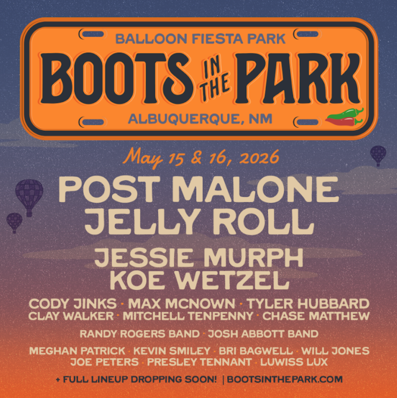 A graphic showcasing the 2026 Boots in the Park lineup.