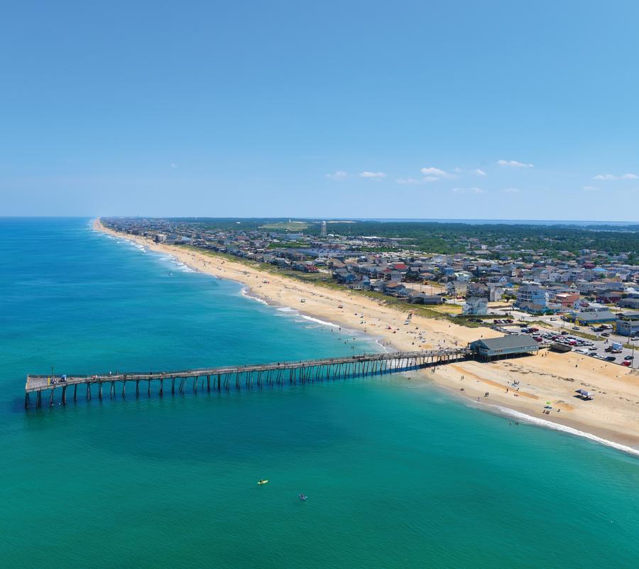 avalon pier aerial shot beach