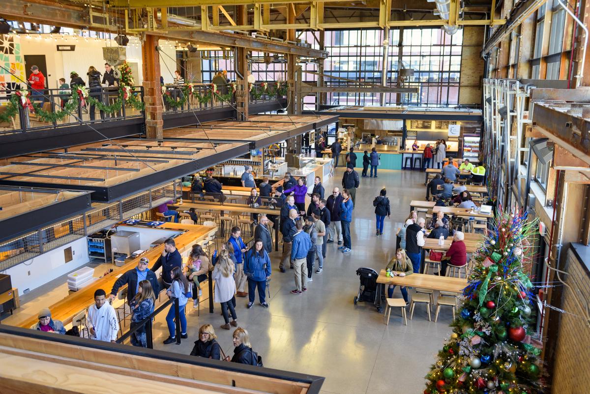 view of union street market from the second floor mezzanine