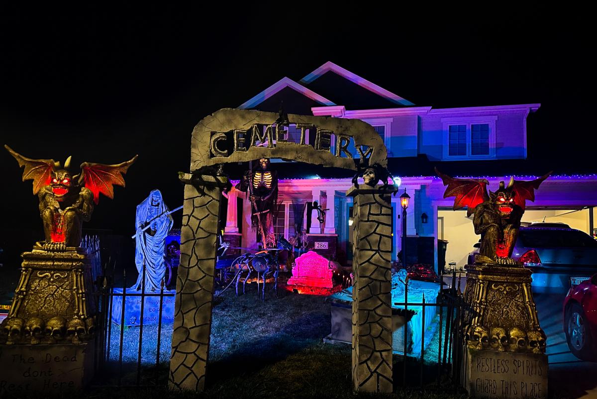 Halloween Lights Display at 286 Padua Ct, Fort Wayne.
