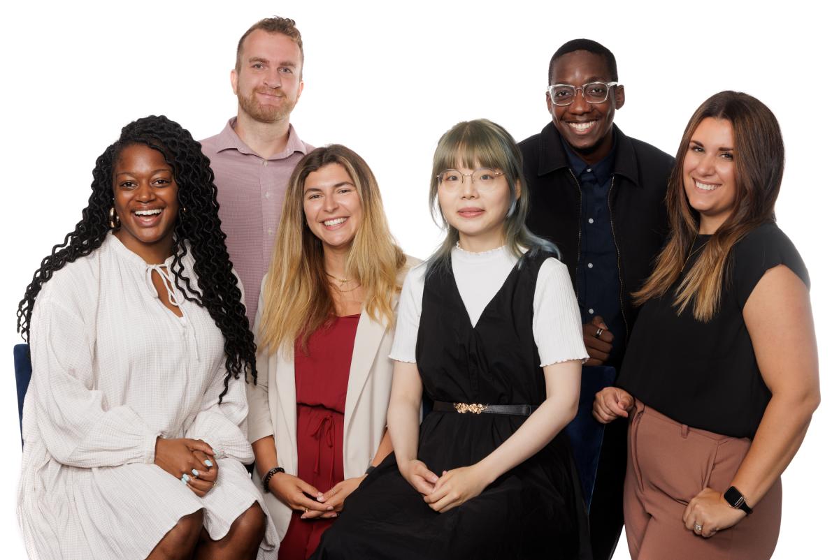 A photo of Ottawa Tourism staff, from left to right: Nicole Picton, Mark Gorokhovski, Courtney Merchand, Xiaofan Cai, Andy Akangah, Veronique Juneau