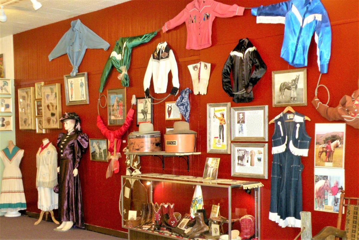 Colorful exhibits at Cowgirls of the West Museum, a kid-friendly place to go in Cheyenne.