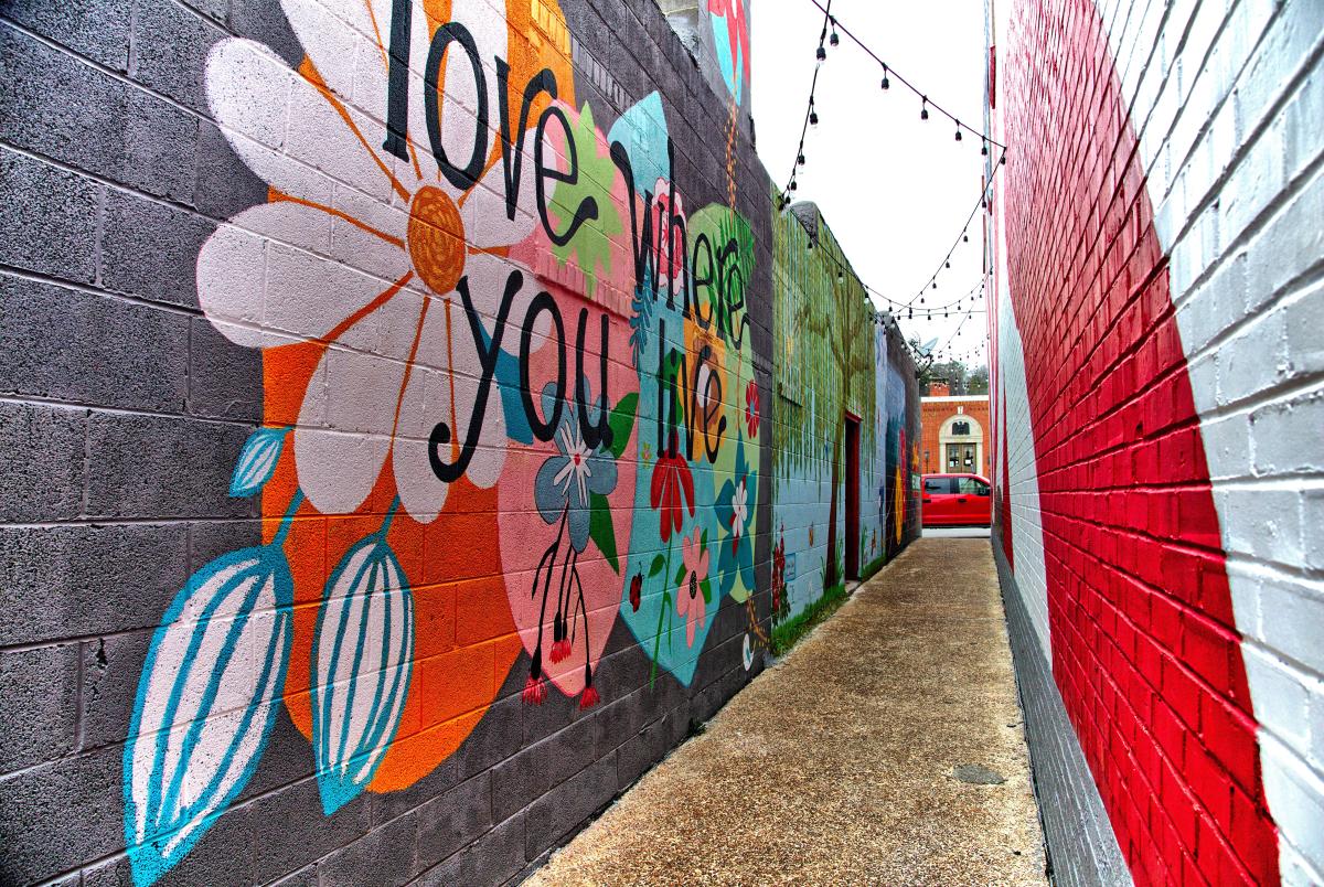 colorful mural in downtown Oneonta