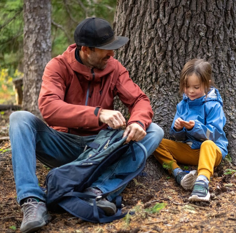 Kid with Dad hiking