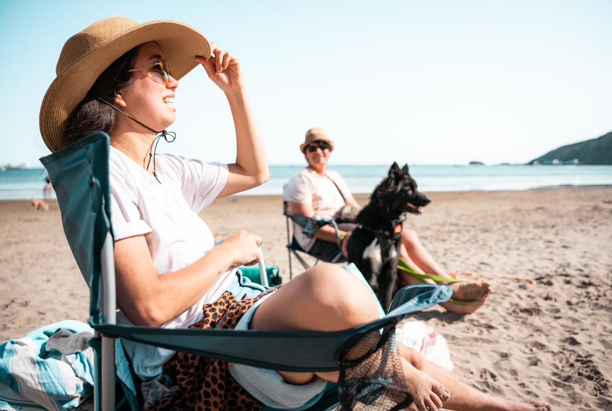 Couple and their dog at Avila Beach