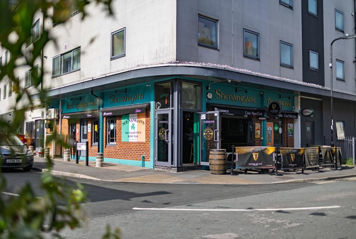 Front exterior of Shenanigans Pub