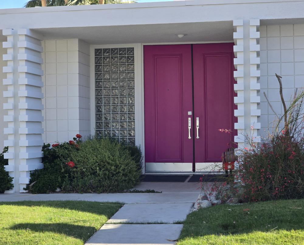 Berry Frost colored door at 2666 Kings Road West, Palm Springs