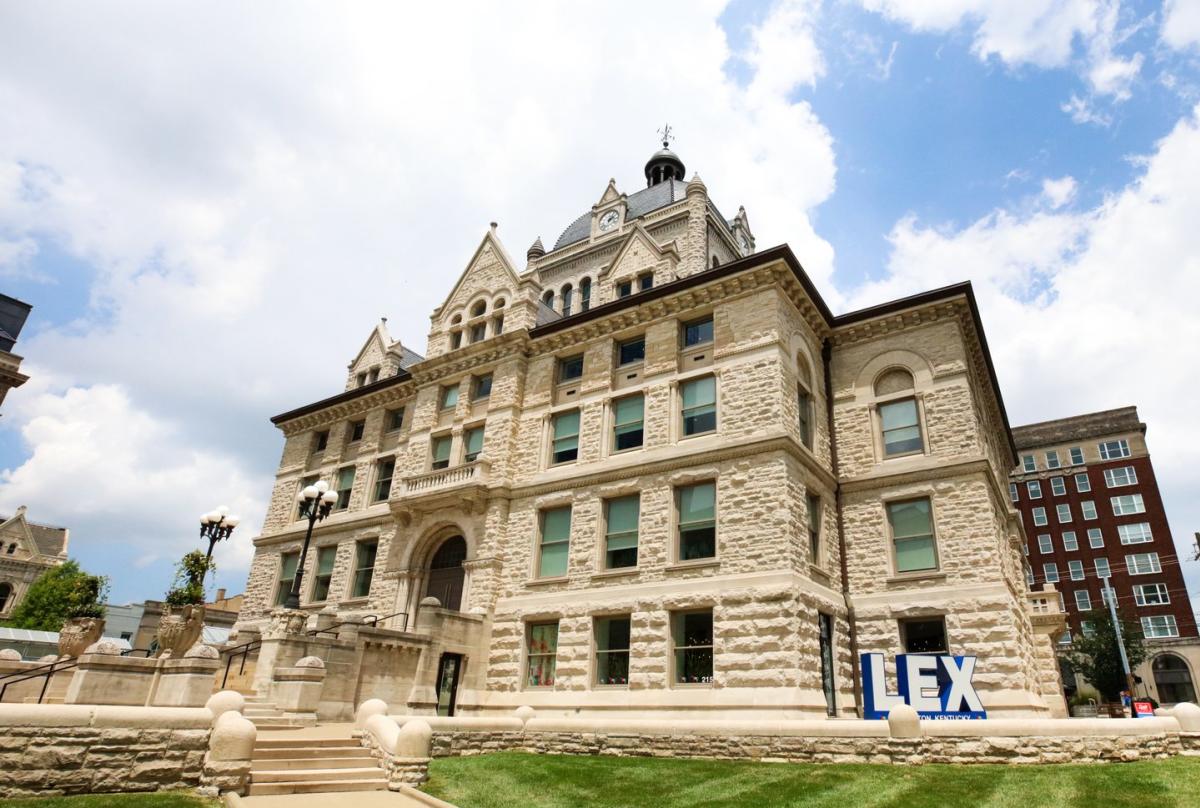 Old Courthouse limestone building with LEX sign