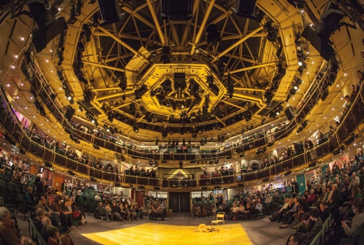 Inside ceiling of busy theatre