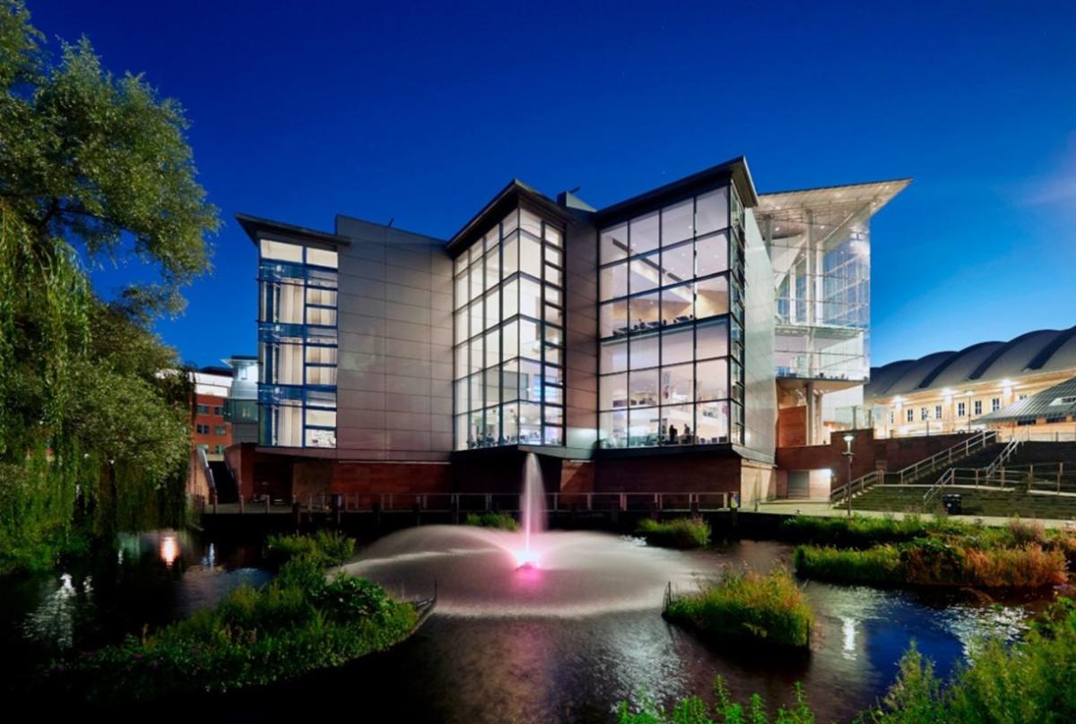 Outside the bridgewater hall in manchester