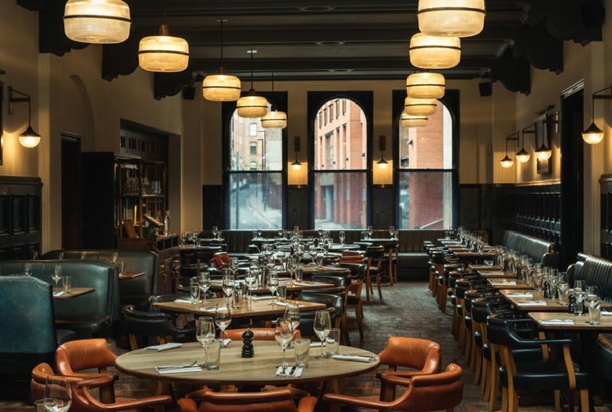 Inside seating area of Hawsmoor Manchester