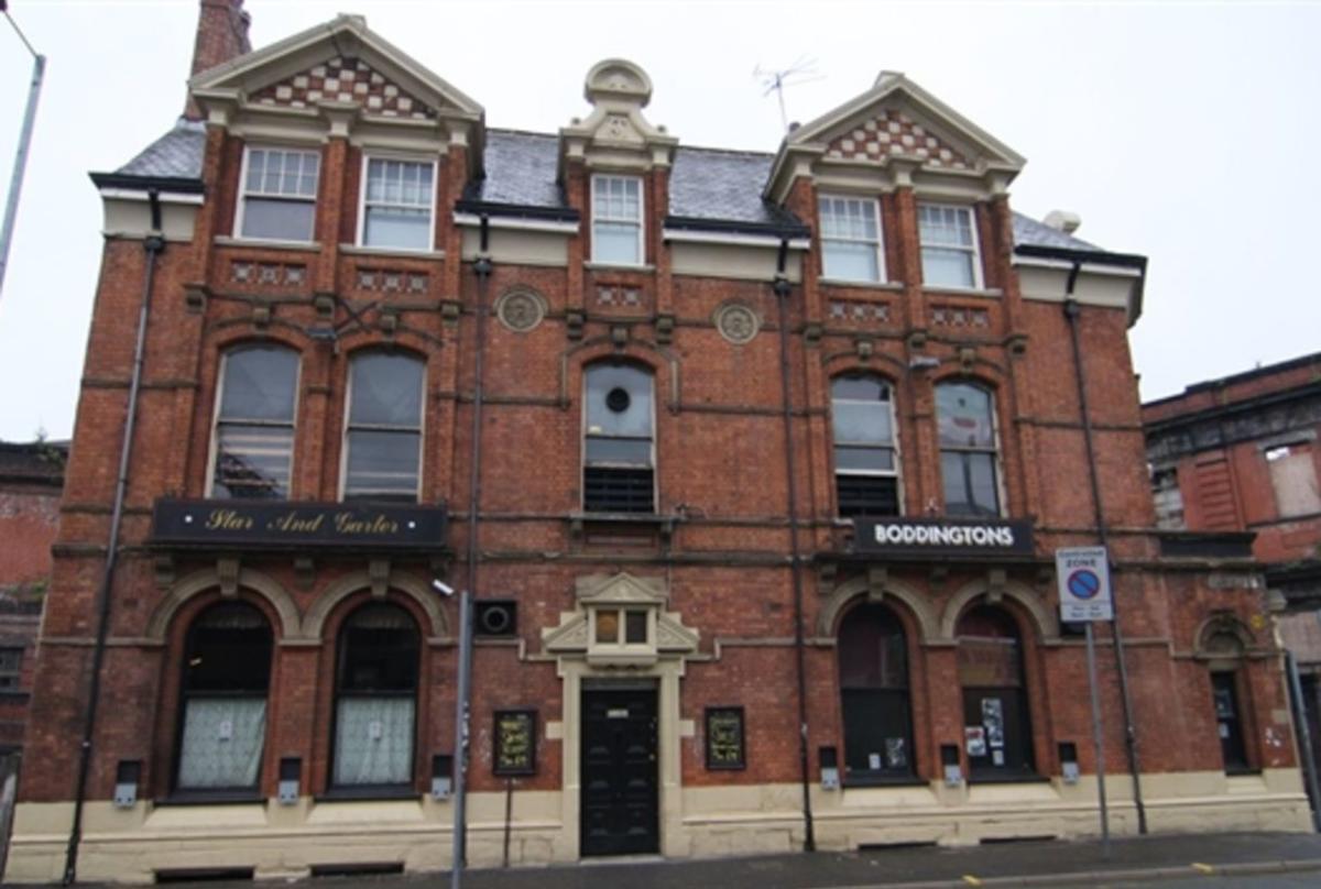 Front of a pub in Manchester