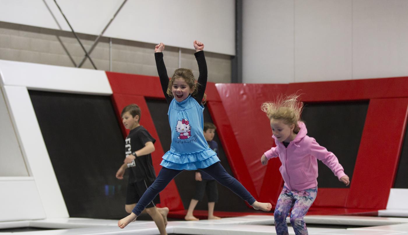 Young Children jumping at Site Trampoline