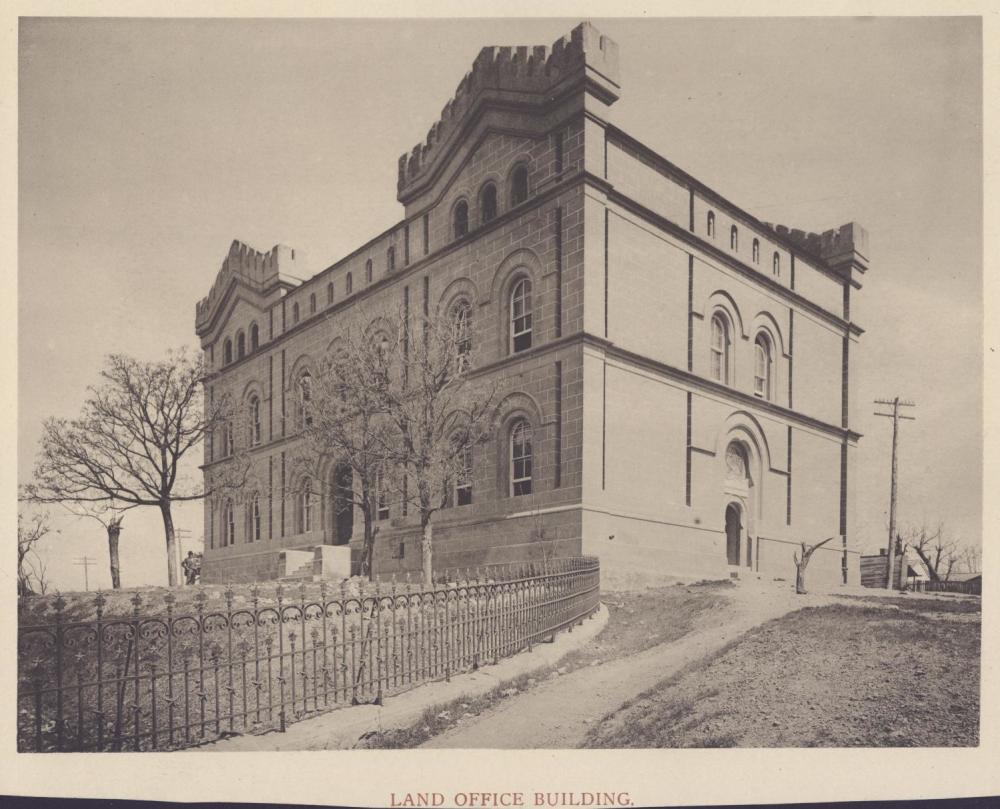 Photograph of the exterior of the Texas General Land Office building (now the Capitol Visitor's Center).