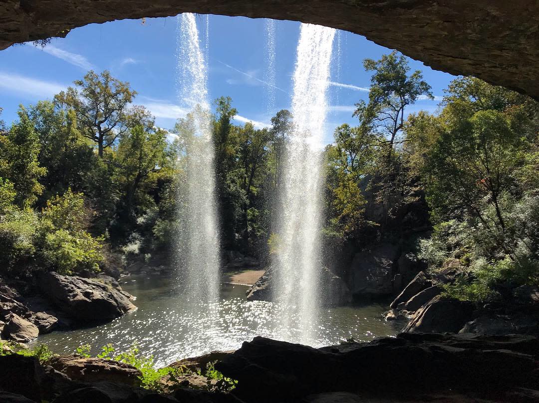 Noccalula Falls behind the falls