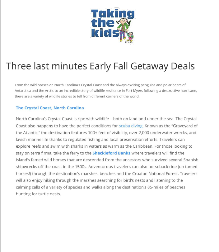 Taking the Kids Fall Getaway Deals Cover