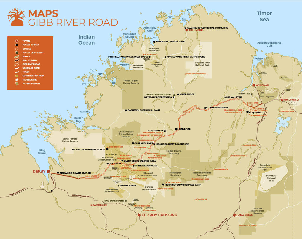 Gibb River Road Map 2024 Landscape copyright Australia's Boab Country Shire of Derby West Kimberley