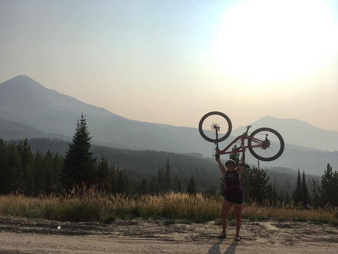 Photo by user donitafatland, caption reads Okay, I’m ready, can we do summer now? •
•
•
#guidelife #bigsky #bikeguide #rockymountainbikes